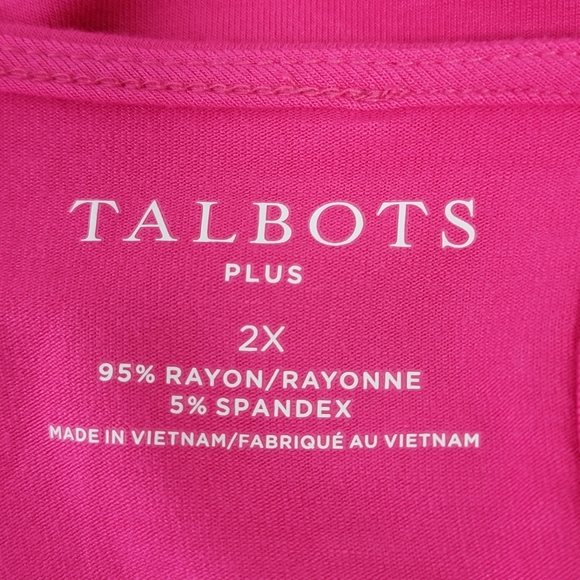 Talbots Pink Lace Embroidered Sun Pattern Trim Knit Shell Top Sz 2x Plus NEW - Picture 11 of 14